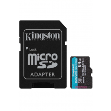 Карта памяти microSDXC UHS-I U3 Kingston Canvas Go! Plus 64 ГБ, 170 МБ/с, Class 10, SDCG3/64GB